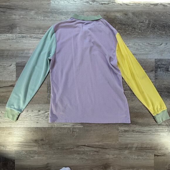 Teddy Fresh Colorblock Polo Long Sleeve Shirt Pastel Lavender Mint Yellow M - Picture 7 of 8